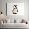 Cute Penguin Chick on Ice Background A small penguin chick standing on the ice with a clear background, suitable for personal or commercial use.