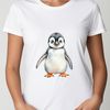 Adorable Puffin Perched on Iceberg A small, fluffy baby penguin perched on ice, showcasing its adorable facial features.