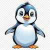 A cute, adorable penguin chick standing on a rocky shore with a clear background.