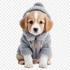 A transparent png file featuring a playful dog in a digital illustration style suitable for creative projects.