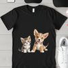 A transparent image of a cute puppy and kitten sitting together on a white background.