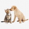 Cuddly Friends Illustration A cute illustration of a puppy and kitten playing together on a transparent background.