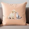A playful puppy and kitten standing together on a clear background, suitable for personal or commercial use.