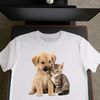 Playful Pals Animal Illustration An illustration of a cute puppy and kitten sharing the same space with transparent edges.