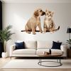 Playful Furry Friends Sitting Together A playful puppy and kitten sitting together on a transparent background, suitable for personal or commercial use.