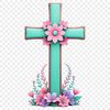 A simple transparent PNG icon of a cross with a floral pattern in the center.