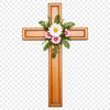 A detailed, high-quality PNG illustration of a Christian cross featuring intricate design elements.