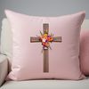 Gold-Plated Crucifix with Floral Accents Transparent image of a gold-plated crucifix with floral accents.