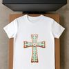 Simple Cross Design with Floral Patterns A clear transparent PNG image of a simple cross with traditional designs on both arms.