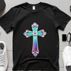 Beautiful Cross with Floral Motif A high-resolution transparent PNG image of a simple cross with a floral motif in the center.