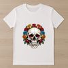 Skull Silhouette on White Background A clear transparent skull image on a white background suitable for sublimation and commercial use.