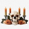 A high-resolution skull graphic with a transparent background.