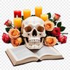 A transparent PNG image of a white skull with a clear background, suitable for sublimation and commercial use.