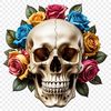 Halloween Skull Design for Sublimation Printing A transparent PNG skull with a clear background suitable for sublimation printing.