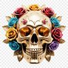 High-resolution skull clipart in a large PNG format, perfect for sublimation printing or web design projects.