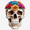 PNG Skull Design with Floral Pattern A transparent PNG skull with a floral pattern on its surface.