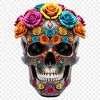 High-Resolution Skull Design A transparent high-resolution image of a skull with a clear background.