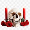 A high-resolution transparent skull graphic with a clear background, suitable for various commercial uses.