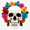 Beautiful Floral Skull Design A detailed illustration of a skull with a floral pattern etched into its surface.