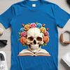 A free downloadable graphic of a skull in a floral design, suitable for commercial and personal use.