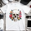 Beautiful Floral Patterned Skull PNG A detailed illustration of a skull with intricate designs.