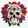 A large, transparent skull illustration with clear background, ideal for DIY projects like stickers, invitations, or signs.
