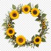 Fresh Floral Wreath PNG Image A high-resolution floral sunflower wreath with clear background, ideal for sublimation and print projects.