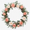 A large, transparent PNG wreath made up of intricately designed flowers, suitable for commercial or personal use.