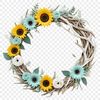A high-resolution floral wreath composed of sunflowers with a clear background, suitable for printing or digital use.