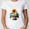 Beautiful Blooming Sunflower Clip Art A large transparent PNG of a blooming sunflower plant in a pot, suitable for print and commercial use.