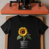 Free High-Resolution Flower Image A high-resolution image of a sunflower in full bloom, placed in a flower pot with a clear background.