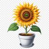 Beautiful Floral PNG Image A bright yellow sunflower plant in a clear background, suitable for sublimation and high-resolution printing.