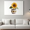 Vibrant Single Sunflower in a Pot A high-resolution illustration of a single sunflower in a flower pot with clear background.