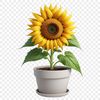 High Resolution Flower Silhouette A large, high-resolution image of a single sunflower in a flower pot against a clear background.