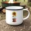 Beautiful Single Sunflower Illustration A high-resolution illustration of a single large yellow sunflower in a flower pot with clear background.