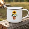 Beautiful Yellow Flower with White Pot A high-resolution PNG image of a bright yellow sunflower in full bloom, growing out of a white flower pot.