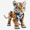 A large, high-resolution PNG image of a tiger on a clear background.