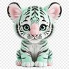 A high resolution transparent image of a tiger in clear background.