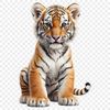 A large, high-resolution image of a tiger against a clear background.