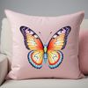 A colorful butterfly perched on a leaf, with clear transparent background suitable for sublimation printing.