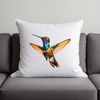 Vibrant Hummingbird Perched on a Twig A small, colorful bird with iridescent feathers perched on a branch.