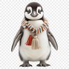 A small penguin chick standing on a rock, its feathers fluffed up.