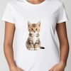Small Cat Silhouette with Clear Space A small, cute domestic cat sitting on a white background.