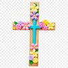 High-Resolution Christian Icon A high-resolution transparent PNG image of a simple cross with floral elements.