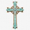 A high-resolution transparent image of a religious crucifix with a clear background.