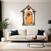 A whimsical fairy door with intricate details on a transparent background.