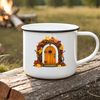 A whimsical fairy door with intricate details set against a clear background.