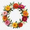 Beautiful High Res Wreath Design A high-resolution floral wreath made from various flowers and foliage on a transparent background.
