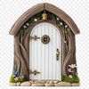 A whimsical fairy door with a clear background and transparent edges, suitable for commercial and personal use.