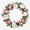 Beautiful Flower Wreath Clip Art A transparent and detailed PNG flower wreath design, ideal for sublimation printing or web design applications.